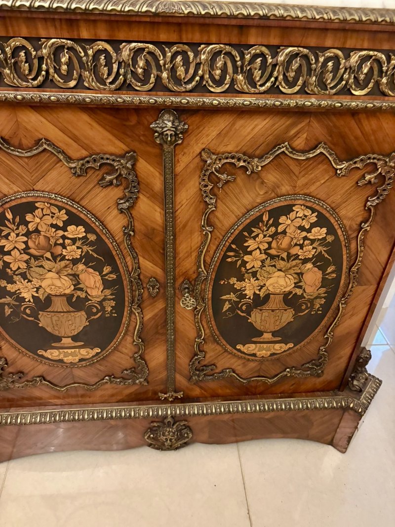 Exceptional Quality Antique French Louis XVI Style Marble-Top Side Cabinet